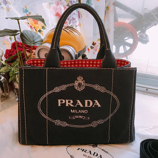 プラダ(PRADA)のショコラ様専用　PRADA カナパ　S ネイビー　赤チェック(ハンドバッグ)