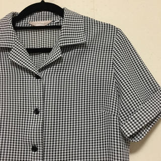 サンタモニカ(Santa Monica)のギンガムチェック 半袖開襟シャツ(シャツ/ブラウス(半袖/袖なし))