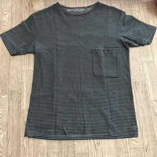 ユニクロ(UNIQLO)のUNIQLO AND LEMAIRE  ボーダーT ブラック✖︎カーキ L(Tシャツ/カットソー(半袖/袖なし))