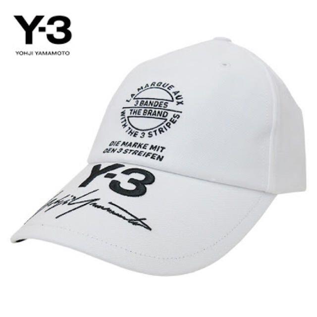送料込み Y-3(ワイスリー) ロゴ ベースボール キャップ ホワイトメンズ