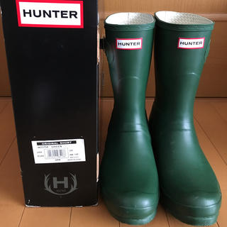 ハンター(HUNTER)のHUNTER ORIGINAL SHORT GREEN  US9(長靴/レインシューズ)
