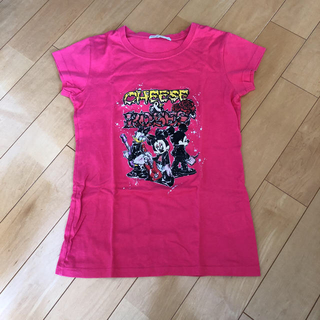 ディズニー(Disney)のディズニー Tシャツ ピンク ロック風Tシャツ 細身 (Tシャツ(半袖/袖なし))