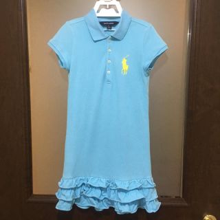 ラルフローレン(Ralph Lauren)のラルフローレン♡6♡120♡ポロシャツワンピース♡ビッグポニー♡水色♡フリル♡(ワンピース)