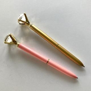 ダイヤボールペン2本セット★ライトピンク★つや消しゴールド(ペン/マーカー)