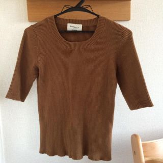 アダムエロぺ(Adam et Rope')のアダムエロペリブ編み5ぶ袖春夏用ニット(Tシャツ(半袖/袖なし))