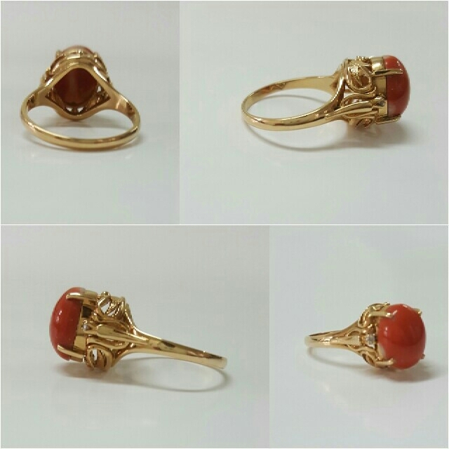 コーラルとダイアモンドのリング レディースのアクセサリー(リング(指輪))の商品写真