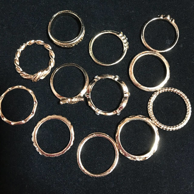 新品✨難あり💦ゴールドリング12点セット💍ミディリング💍指輪 レディースのアクセサリー(リング(指輪))の商品写真