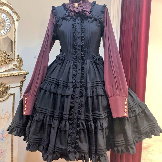 Angelic Pretty ピンタックティアード　ワンピース　黒