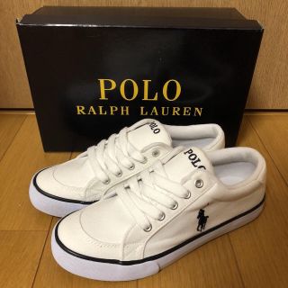 ポロラルフローレン(POLO RALPH LAUREN)の【新品未使用箱付き】RALPH LAUREN  キャンバススニーカー 白(スニーカー)