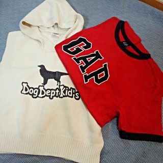 ドッグデプト(DOG DEPT)の【GapのTシャツ付♪】秋物♪「Dog Dept」フード付コットンベスト/120(Tシャツ/カットソー)