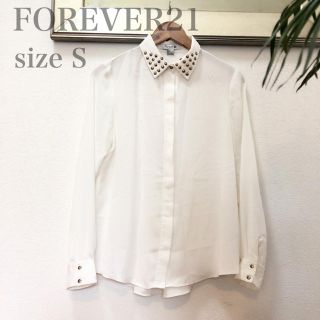 フォーエバートゥエンティーワン(FOREVER 21)のFOREVER21 シースルー襟スタッズ長袖シャツブラウス Sサイズ(シャツ/ブラウス(長袖/七分))