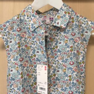 ユニクロ(UNIQLO)の2000さま専用【新品】リバティ シャツワンピ リボン付き S(ひざ丈ワンピース)