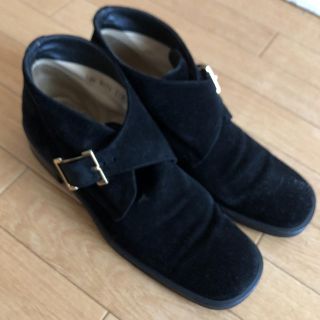 グッチ(Gucci)のGUCCI おでこ靴 レザーベロア 本革靴 37 1/2  イタリア(ローファー/革靴)