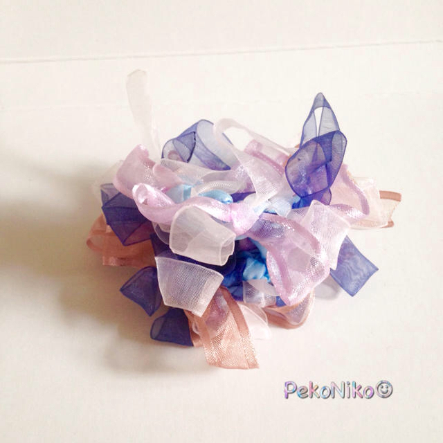 ラッピング無料 オーガンジーリボンのフリル シュシュ紫陽花の通販 By Pekoniko S Shop ラクマ