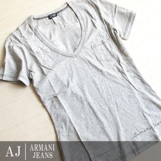 アルマーニジーンズ(ARMANI JEANS)の新品 S位 アルマーニジーンズ 半袖リボン柄Tシャツ グレー(Tシャツ(半袖/袖なし))