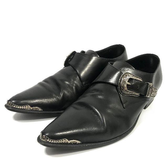 SAINT LAURENT - サンローラン パリ シルバー デザイン レザー シューズ 正規品 JN65