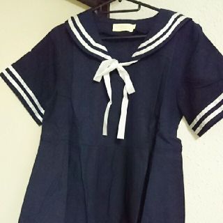 ダブルクローゼット(w closet)のw closet wear inc.半袖セーラーワンピース   新品未使用(ひざ丈ワンピース)