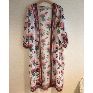 エイチアンドエム(H&M)のRin様専用♪H&M ロング キモノガウン シフォン カーディガン 花柄(カーディガン)