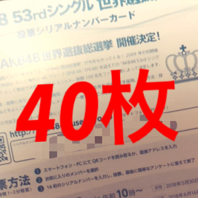 AKB48 53rdシングル 世界選抜総選挙 投票券 10枚