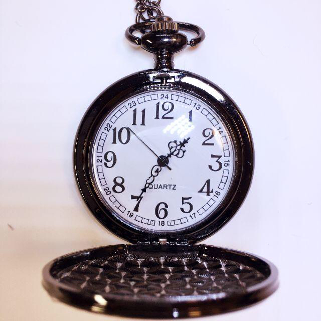 新品　シンプルデザイン クォーツ懐中時計　チタングレー　予備電池付き メンズの時計(その他)の商品写真