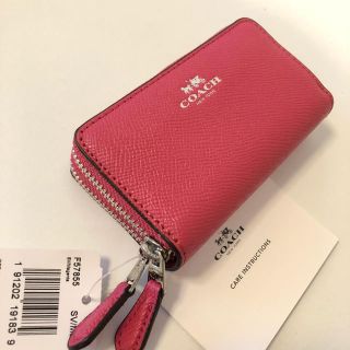 コーチ(COACH)のCOACH コーチ ダブルジップ コインケース カードケース ピンク マジェンタ(コインケース)