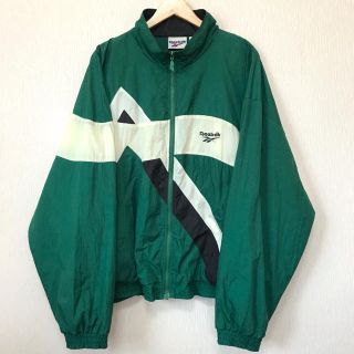 リーボック(Reebok)の良柄 ♪ 90s リーボック ナイロンジャケット 緑 XL(ナイロンジャケット)