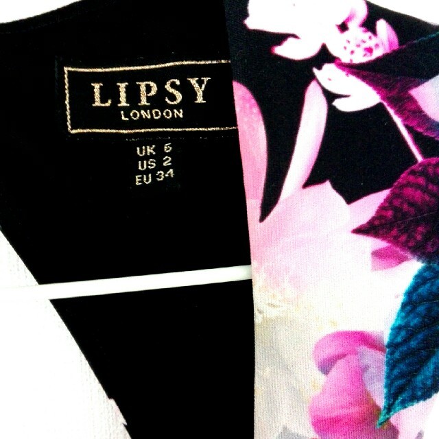 lipsy 花柄フラワータイトワンピースドレス黒ブラックzara bcbg 2