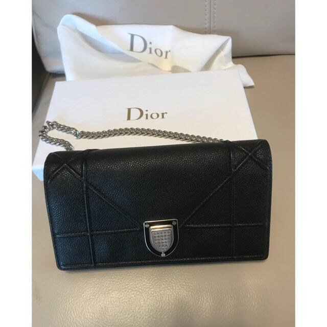 Dior(ディオール)の希少！美品！ディオール  チェーンウォレット  黒 レディースのファッション小物(財布)の商品写真