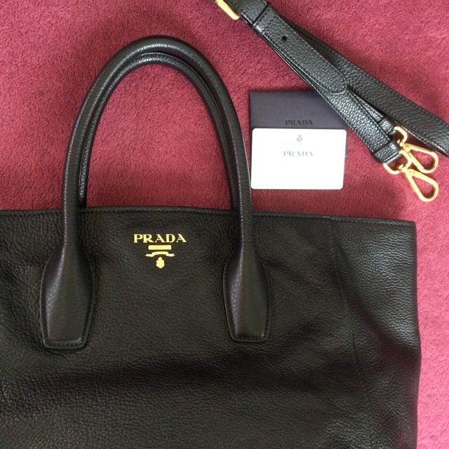 PRADA - 極美品 プラダ ショルダートート ハンドバッグ ブラック 黒 長