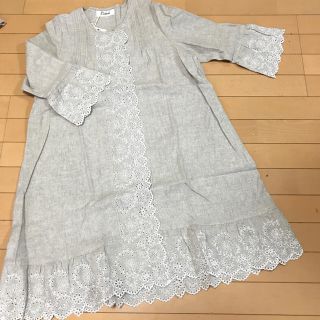 スタディオクリップ(STUDIO CLIP)の新品 コトリ cottoli スカラップレースワンピース 綿麻 リネン(ひざ丈ワンピース)