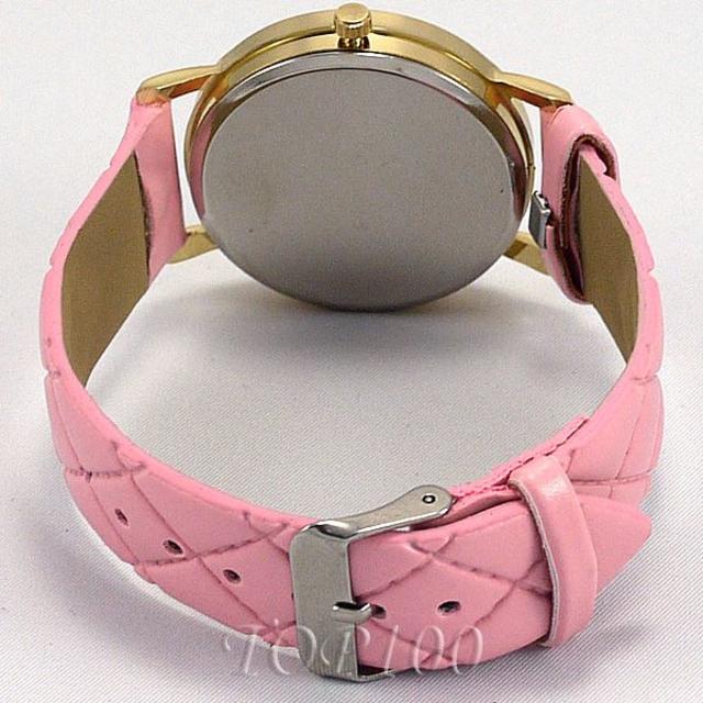 腕時計 レディース メンズ ピンク ゴールド 革ベルト 激安! 0035 レディースのファッション小物(腕時計)の商品写真