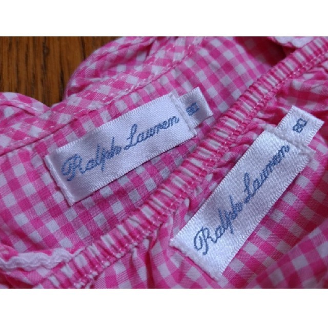 Ralph Lauren(ラルフローレン)のラルフローレン ギンガムチェック ワンピース＆パンツ セット 80 着用1回のみ キッズ/ベビー/マタニティのベビー服(~85cm)(ワンピース)の商品写真
