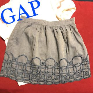 ギャップ(GAP)のギャップ GAP コットンレース ミニスカート 裾レース ダンガリー ブルー(ミニスカート)