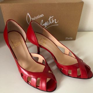 クリスチャンルブタン(Christian Louboutin)のChristian Louboutin 夏＊赤 オープン パンプス ＊37.5(ハイヒール/パンプス)