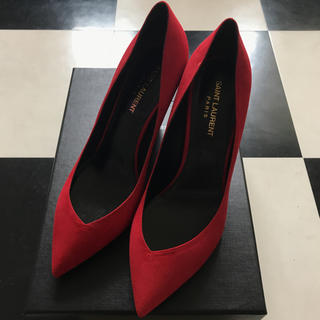 サンローラン(Saint Laurent)の【新品】SAINT LAURENT 赤 パンプス 38.5(ハイヒール/パンプス)