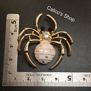 K18 ダイヤ0.02ct 蜘蛛 スパイダー パール ピンブローチ ゴールド