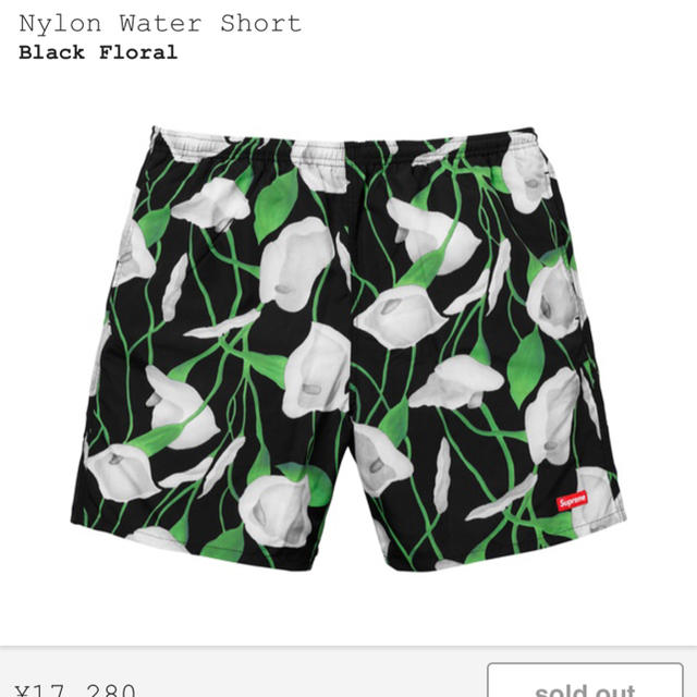 SUPREME Water Short Black Floral lily M - ショートパンツ