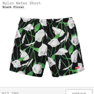 【S】Nylon Water Short Black floral 黒 ユリ