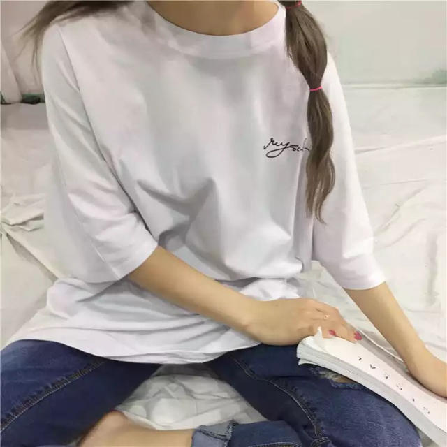 韓国ファッション 訳あり レディースのトップス(Tシャツ(半袖/袖なし))の商品写真