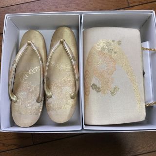 着物用草履バッグセット ゴールド(下駄/草履)