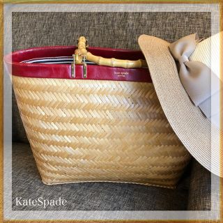 ケイトスペードニューヨーク(kate spade new york)のケイトスペード バンブーかごバッグ トート型✴︎トゥモロー イエナお好きな方にも(かごバッグ/ストローバッグ)