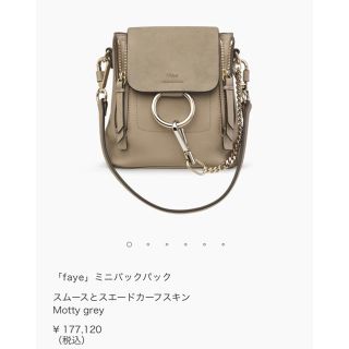 クロエ(Chloe)の新品未使用 クロエバック ライトグレー(リュック/バックパック)