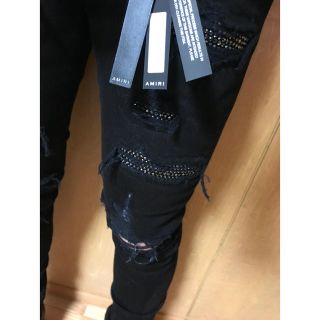 Amiri  ブラック クリスタル デストロイ ジーンズ