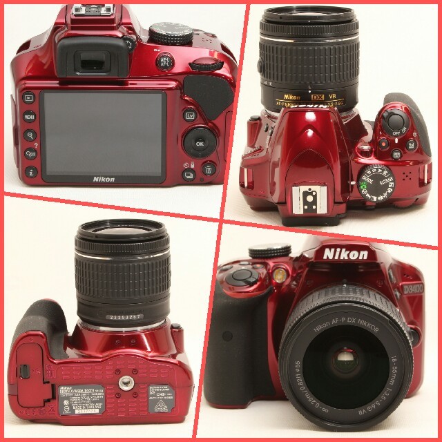 ✨シリーズ最新機種✨スマホ転送&高性能一眼レフ❤Nikon D3400 レッド