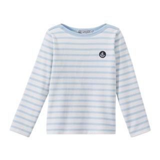 プチバトー(PETIT BATEAU)の18ss 4ans マリニエール長袖プルオーバー ブルー(Tシャツ/カットソー)