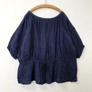 ネストローブ(nest Robe)のにこりん様専用⑅◡̈*リネン バックドロストブラウス ネイビー(シャツ/ブラウス(半袖/袖なし))