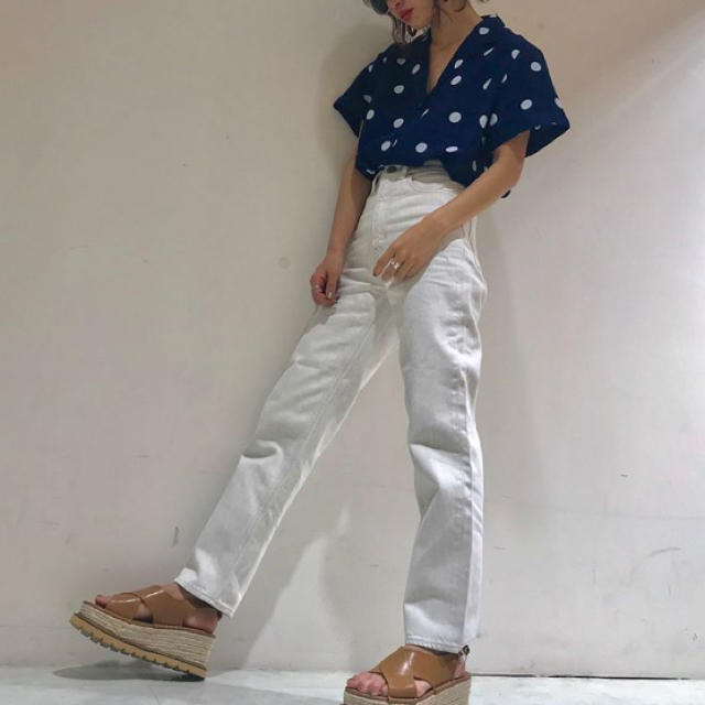 moussy(マウジー)の今季MOUSSY HALF SLEEVE LINEN DOTシャツ♡ドットシャツ レディースのトップス(シャツ/ブラウス(半袖/袖なし))の商品写真