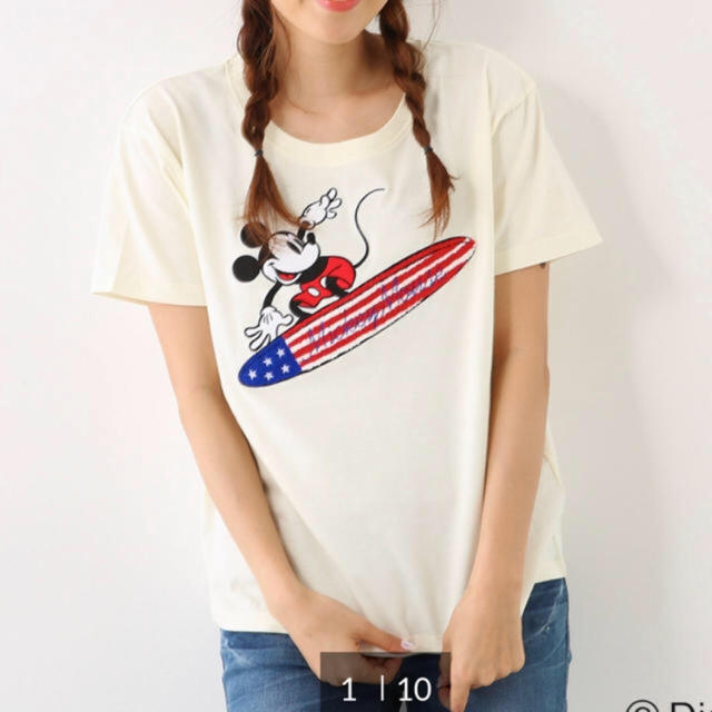 RODEO CROWNS WIDE BOWL(ロデオクラウンズワイドボウル)のロデオクラウンズ♡ミッキー サーフTシャツ レディースのトップス(Tシャツ(半袖/袖なし))の商品写真