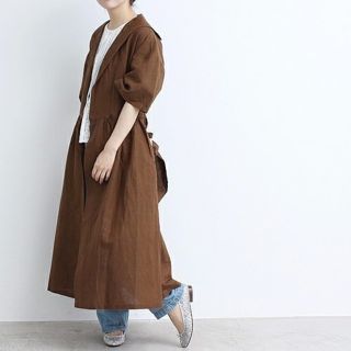 ドットアンドストライプスチャイルドウーマン(Dot&Stripes CHILDWOMAN)の綿ラミーキャンバス　セーラーカラーワンピース(ロングワンピース/マキシワンピース)