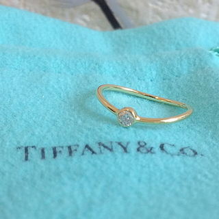 TIFFANY&Co. ウェーブ シングルロウ ダイヤモンド リング・指輪 K18PG レディース